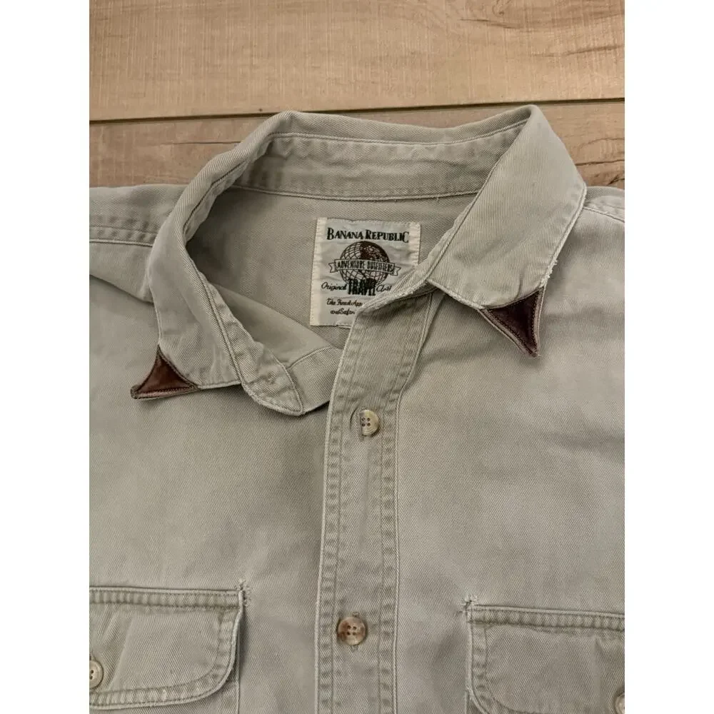 Vintage Banana Republic Shirt Mens XL Safari Travel Pockets Button Down 90s